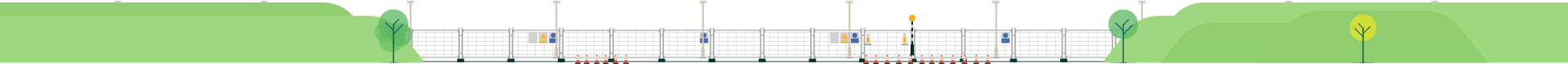 Foreground scenery - fence and road lighting